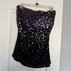 Express Black and Purple Sequin Sleeveless Slirt